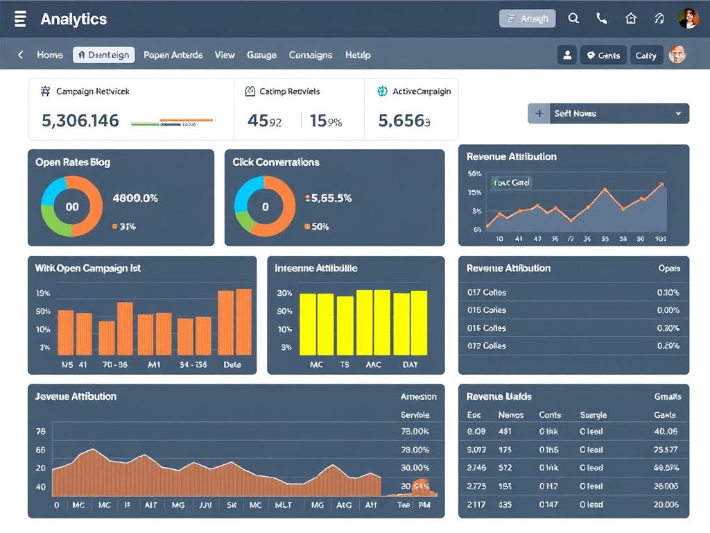 ActiveCampaign analytics dashboard showing campaign performance metrics
