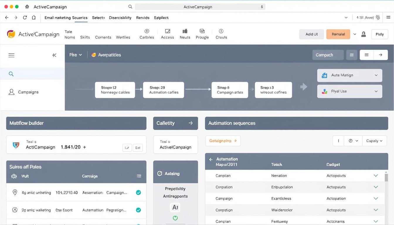 ActiveCampaign dashboard showing email marketing automation interface