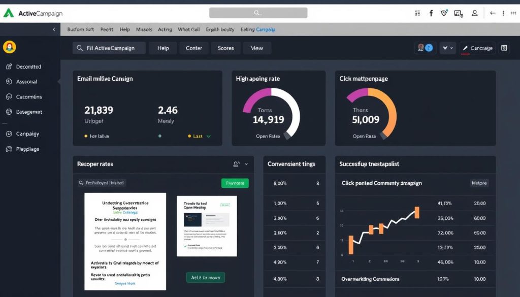 ActiveCampaign dashboard showing successful email marketing campaign results