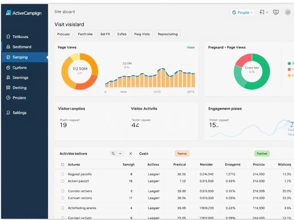 ActiveCampaign site tracking dashboard showing visitor behavior data