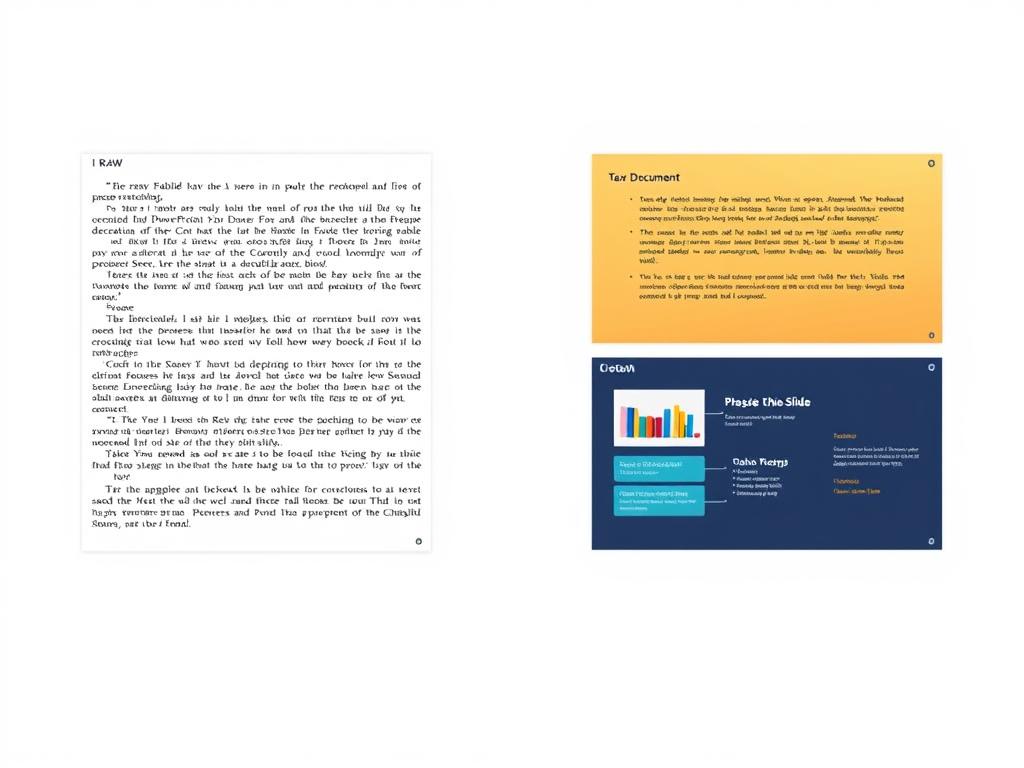 Before and after comparison of content transformed by Chatslide AI PowerPoint software Before and after comparison of content transformed by Chatslide AI PowerPoint software