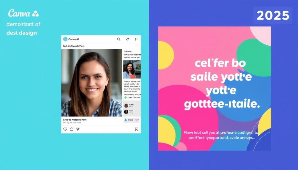 Before and after comparison of designs created with Canva AI Features 2025