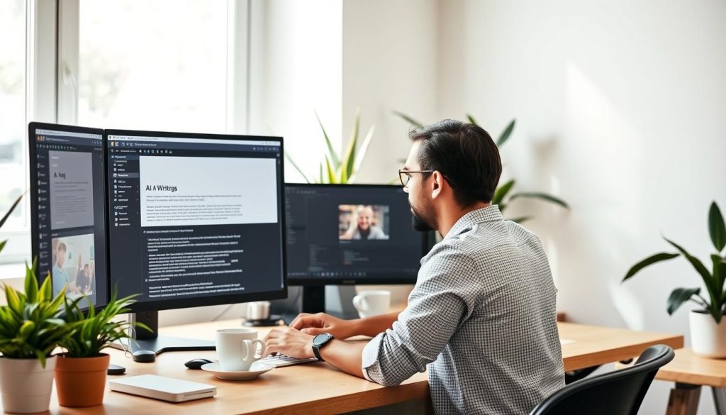 Blogger integrating AI writing tools into their content workflow Blogger integrating AI writing tools into their content workflow