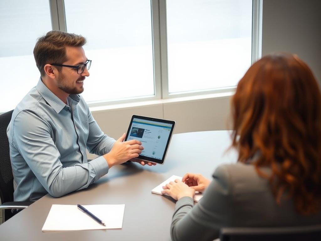 Business consultant using HubSpot CRM free version with client