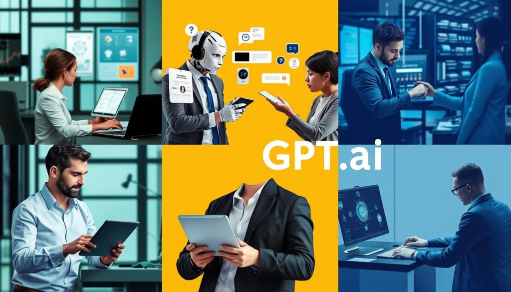 Business professionals using CustomGPT.ai in different scenarios