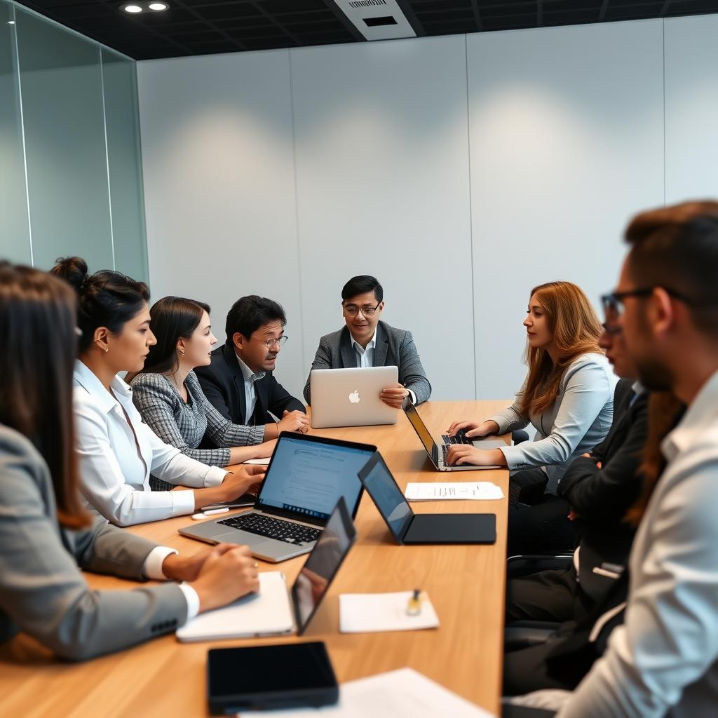 Business professionals using Otter.ai during a meeting