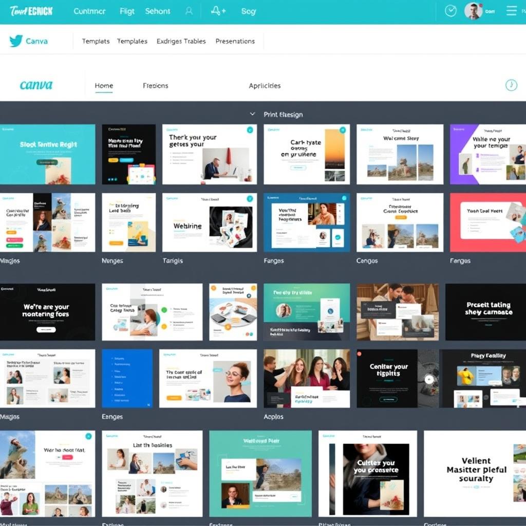 Canva's extensive template library showing diverse design categories and formats