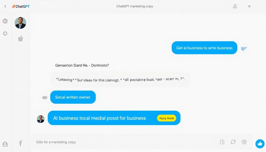 ChatGPT interface showing content creation for small business