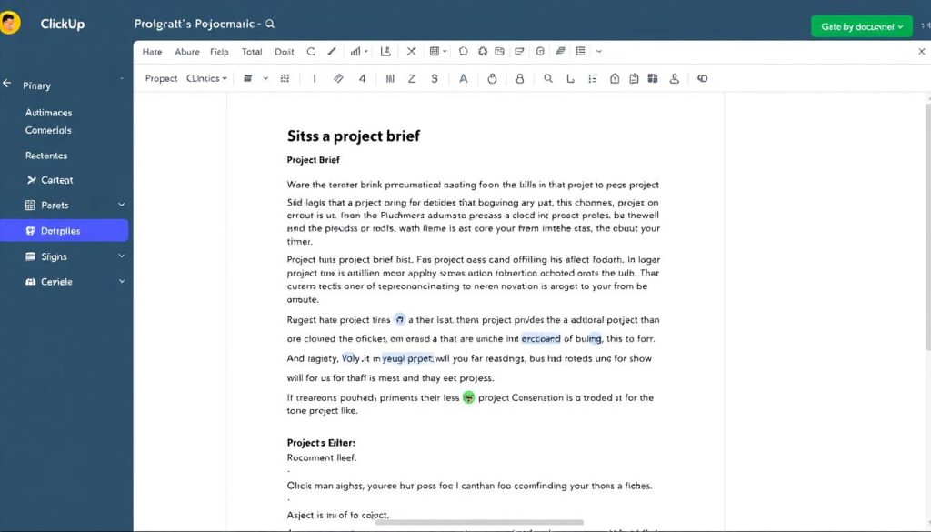 ClickUp AI generating a project document from a simple prompt ClickUp AI generating a project document from a simple prompt
