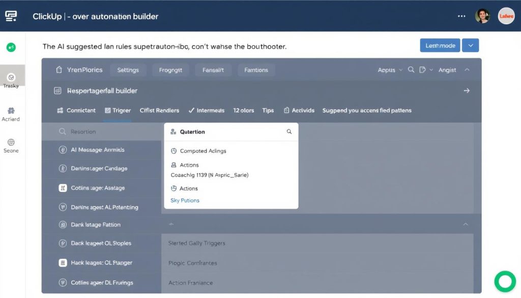 ClickUp's AI-powered workflow automation interface suggesting automations ClickUp's AI-powered workflow automation interface suggesting automations