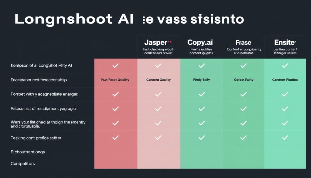 Comparison chart showing LongShot AI versus other AI writing tools