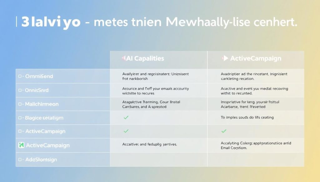 Comparison of AI features between Klaviyo and competitor email marketing platforms