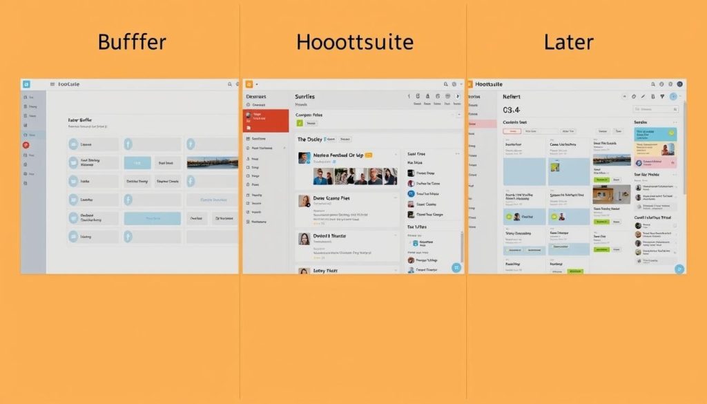 Comparison of user interfaces between Buffer, Hootsuite, and Later