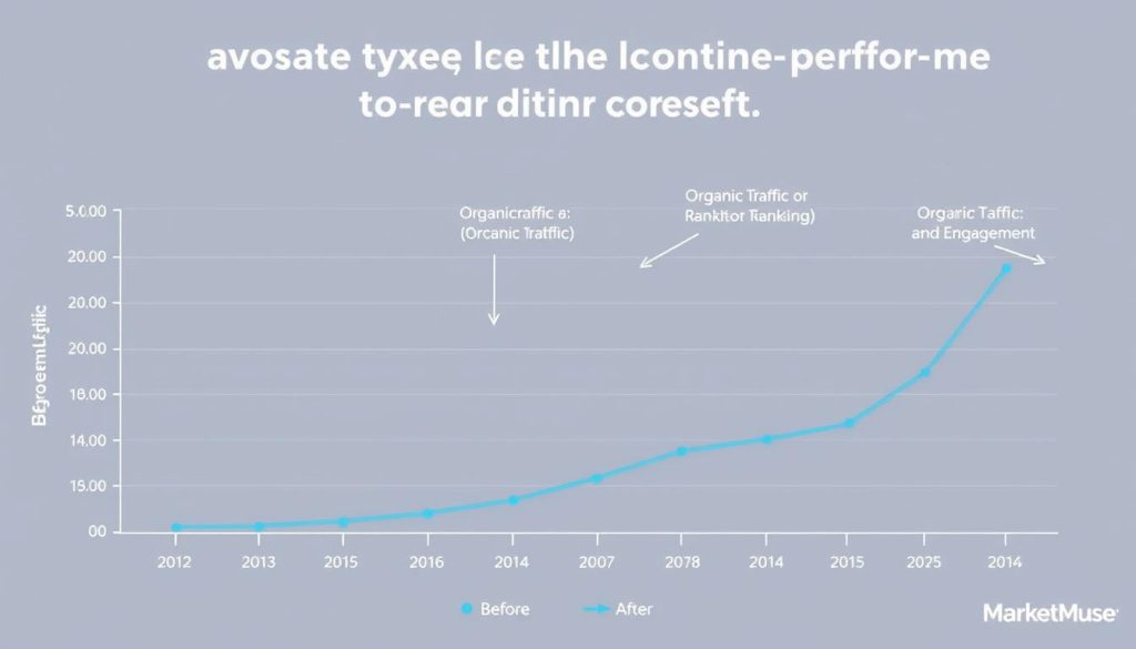 Content performance improvement graph showing results after using MarketMuse
