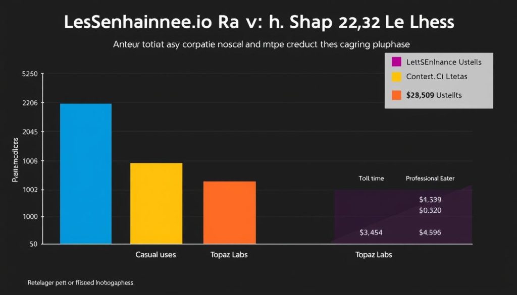 Cost comparison chart between LetsEnhance.io and Topaz Labs for different user types