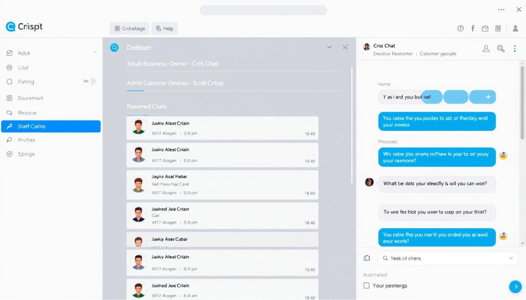 Crisp Chat interface showing customer conversations for a small business