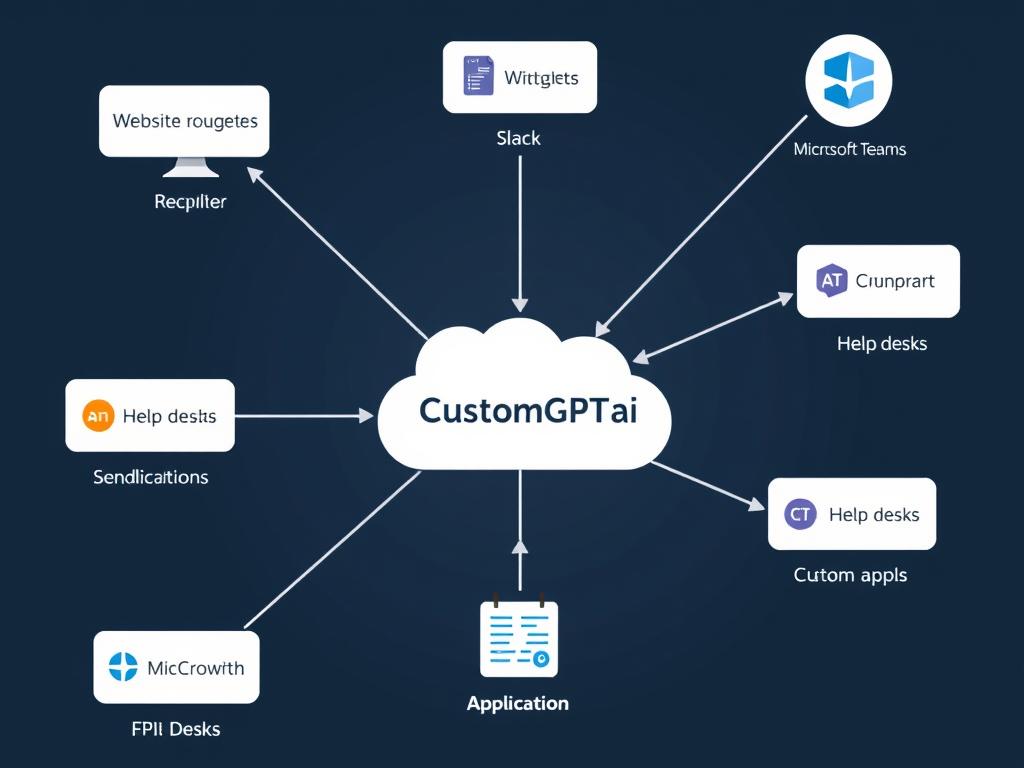 CustomGPT.ai integration options showing connections to various business systems and platforms
