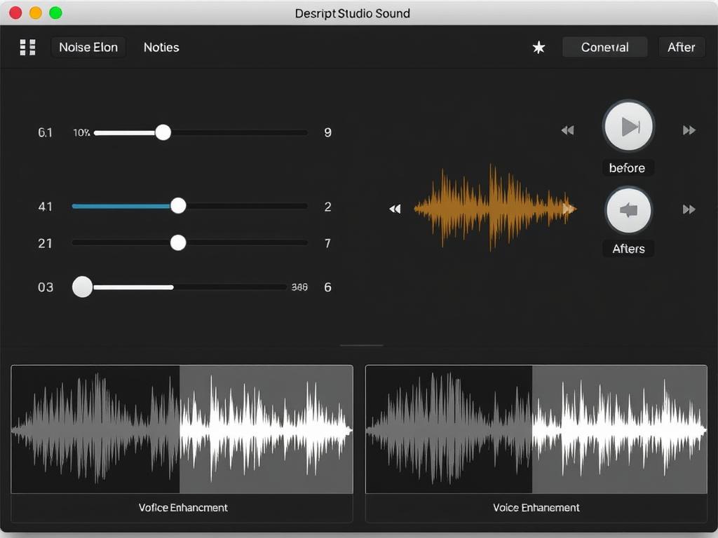 Descript Studio Sound interface showing audio enhancement controls