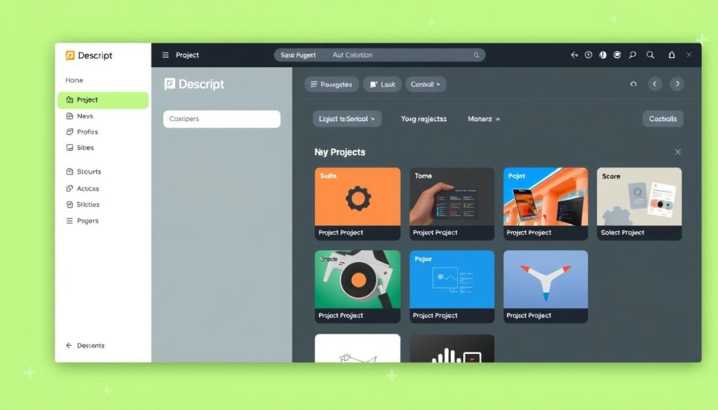 Descript&#039;s clean user interface showing project dashboard