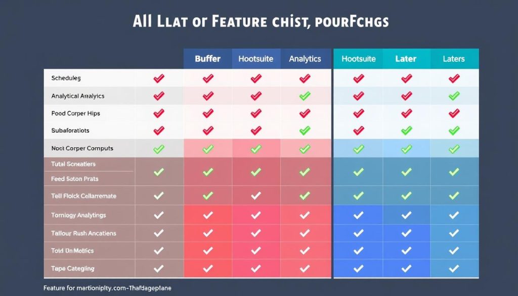 Detailed feature comparison chart of social media scheduling tools