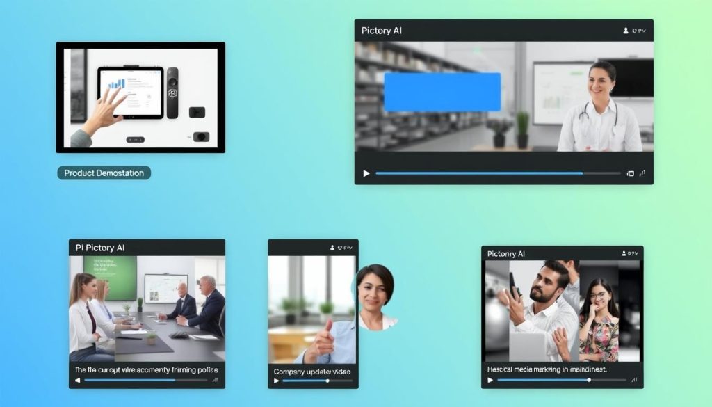 Different types of videos created with Pictory AI for various business purposes