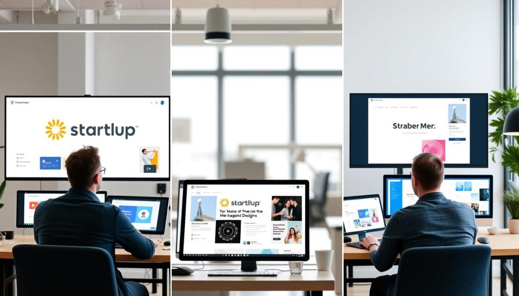 Different users working with AI logo and brand design tools for various business purposes