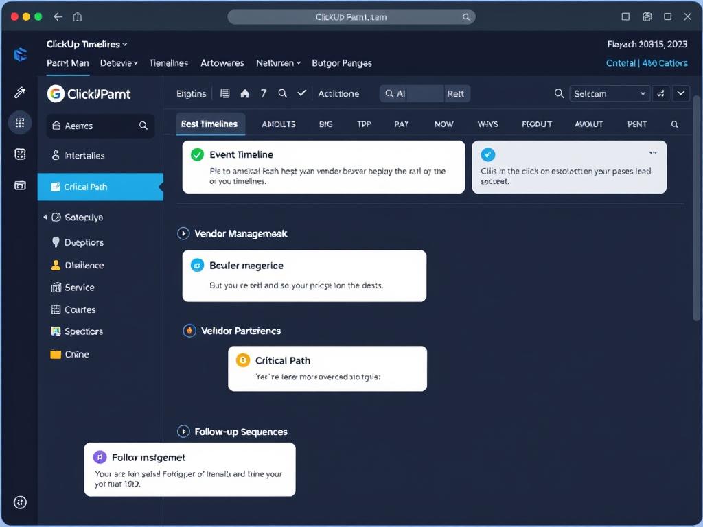 Event planning team using ClickUp AI to coordinate complex events Event planning team using ClickUp AI to coordinate complex events