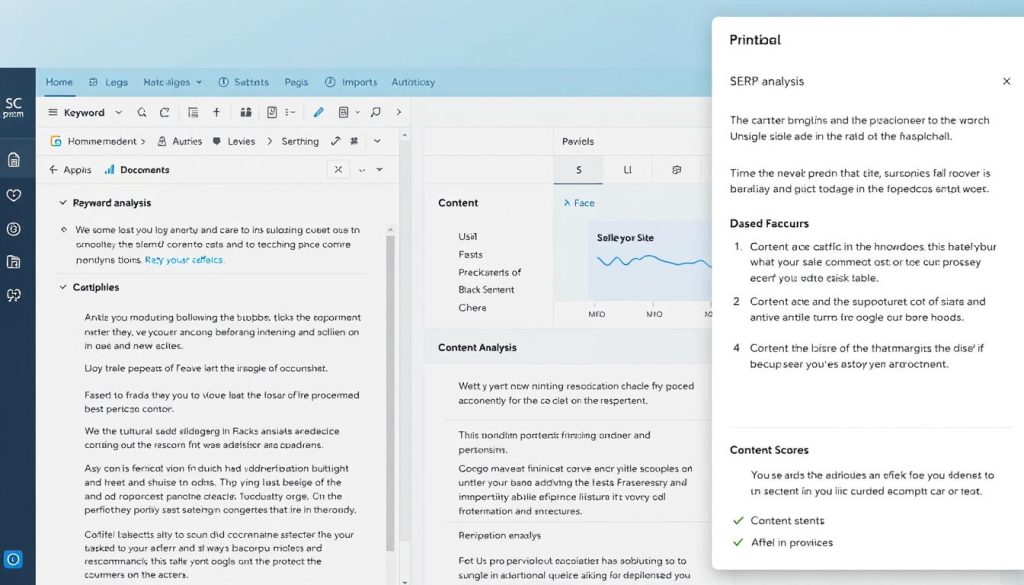 Frase interface showing SERP analysis and content optimization features Frase interface showing SERP analysis and content optimization features