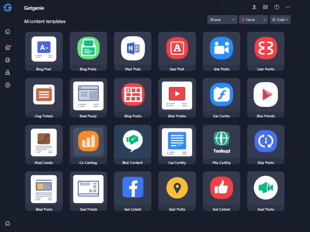 GetGenie Review showing AI content templates available in the dashboard GetGenie Review showing AI content templates available in the dashboard