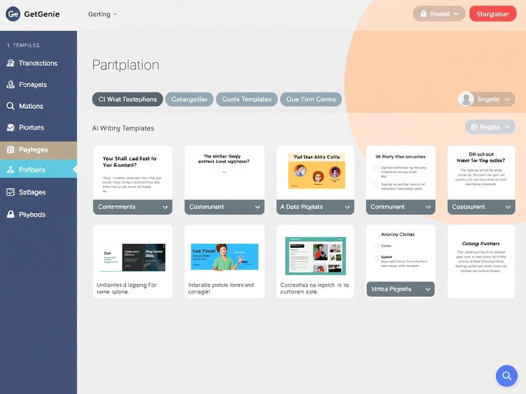GetGenie Review showing the Playground interface with AI templates GetGenie Review showing the Playground interface with AI templates