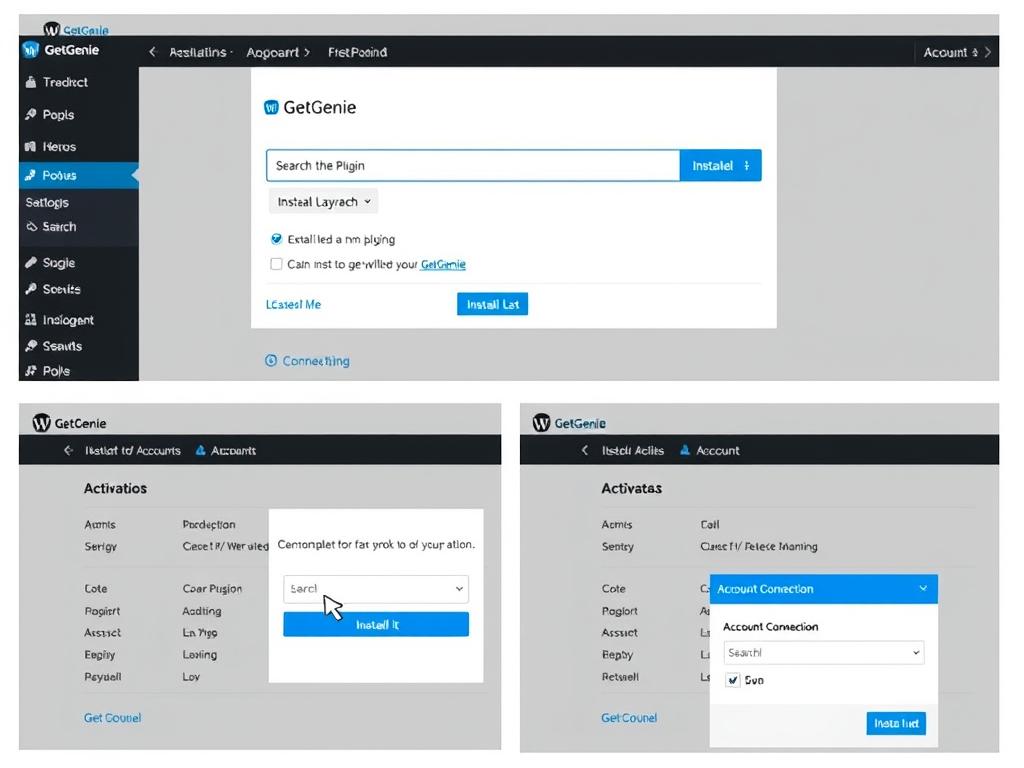GetGenie installation process in WordPress dashboard GetGenie installation process in WordPress dashboard