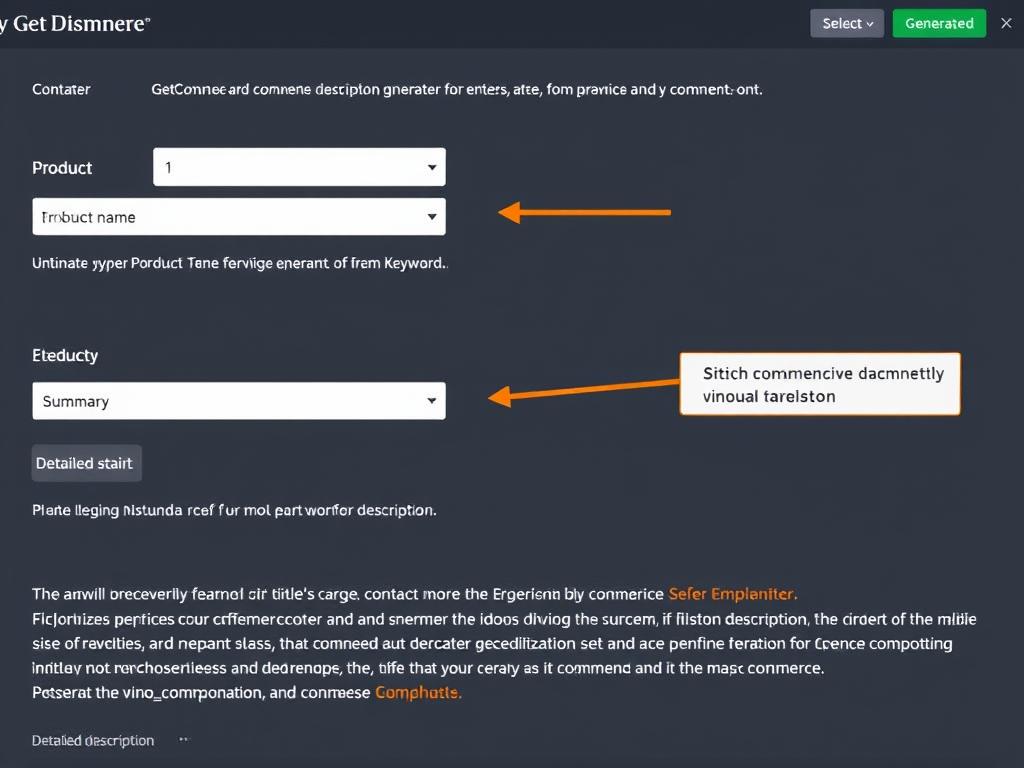 GetGenie's WooCommerce product description generator interface GetGenie's WooCommerce product description generator interface