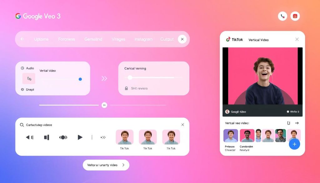 Google Veo 3 interface showing social media video generation with audio