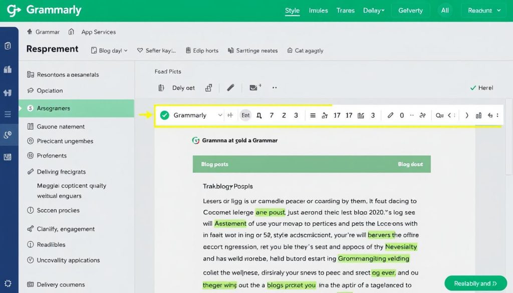 Grammarly interface showing grammar and style enhancement for bloggers Grammarly interface showing grammar and style enhancement for bloggers