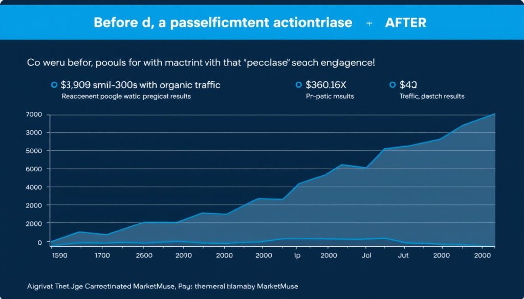 Graph showing content performance improvement after using MarketMuse
