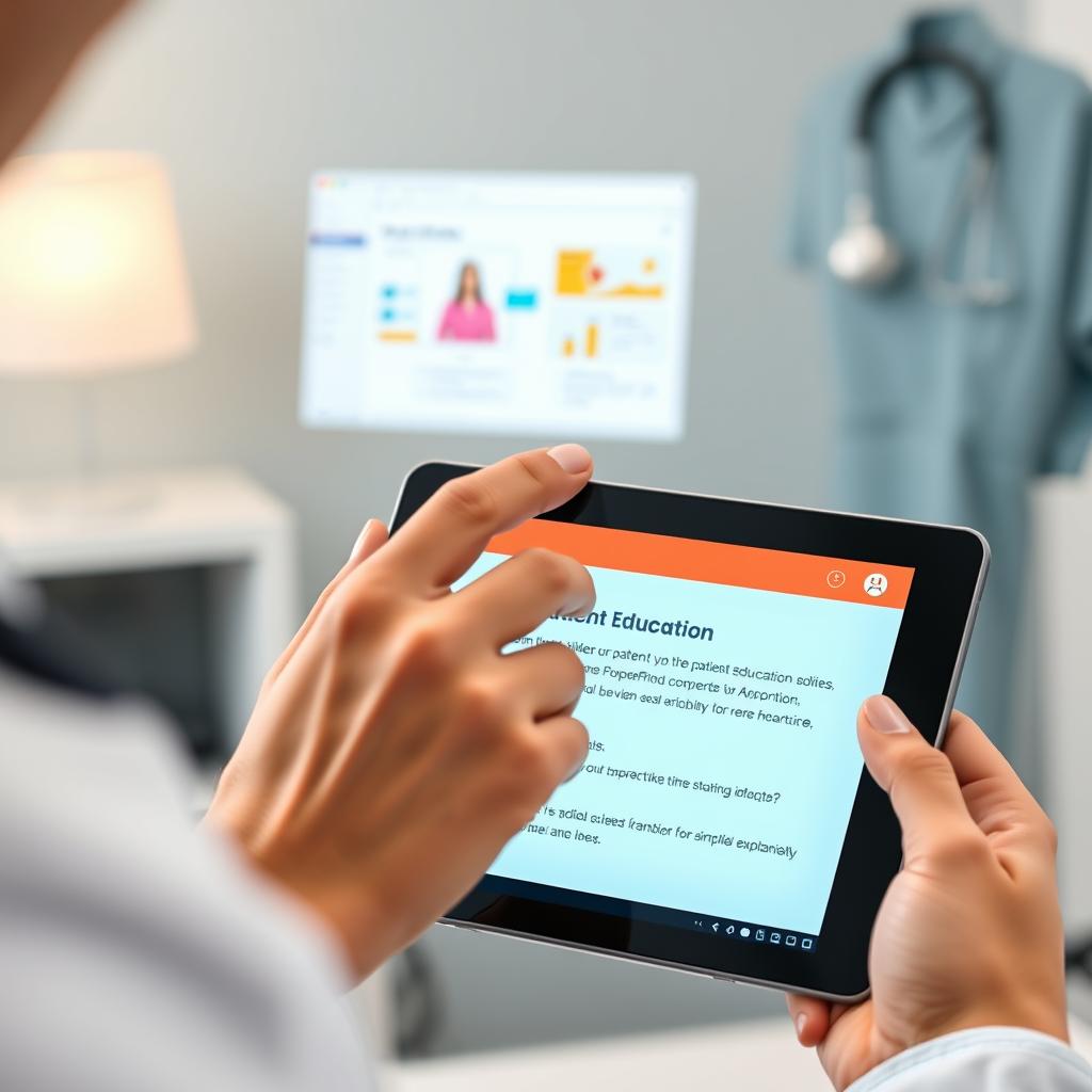 Healthcare professional using Chatslide AI PowerPoint software for patient education Healthcare professional using Chatslide AI PowerPoint software for patient education