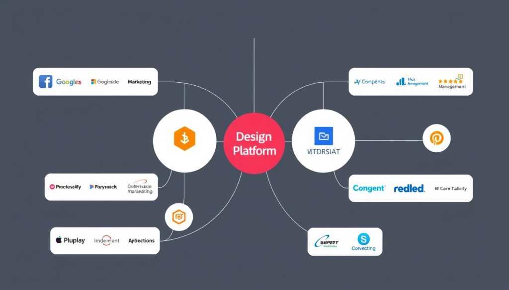 Integration ecosystem showing how AI logo and brand design tools connect with other marketing platforms