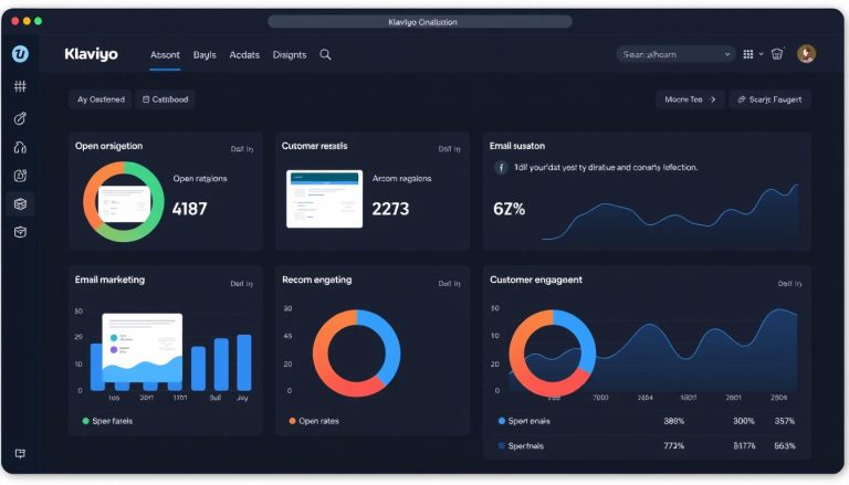 Klaviyo dashboard showing email marketing analytics for an ecommerce store