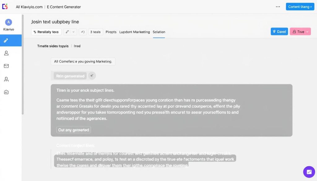 Klaviyo's AI content generator creating email copy and subject lines