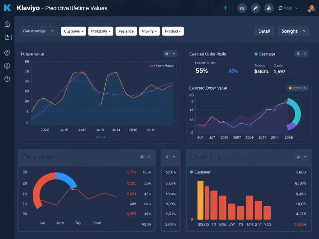 Klaviyo's predictive analytics dashboard showing customer lifetime value predictions