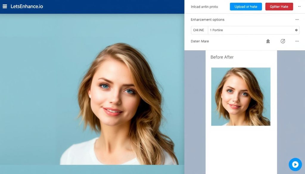 LetsEnhance.io interface showing image enhancement process