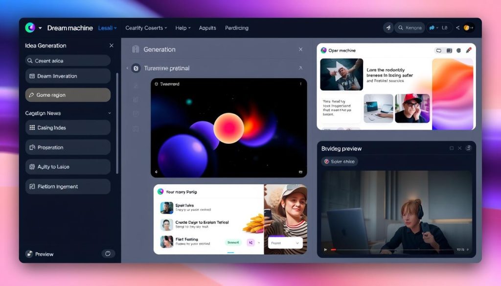 Luma Dream Machine interface showing creative brainstorming process