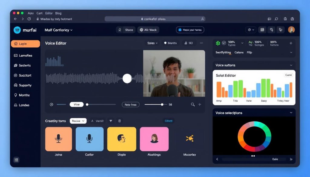 Murf.ai dashboard showing voice editor and video creation tools