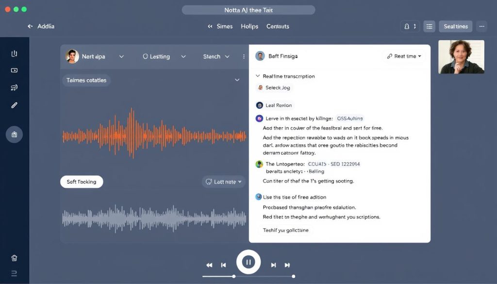 Notta AI transcription tool interface showing real-time transcription Notta AI transcription tool interface showing real-time transcription