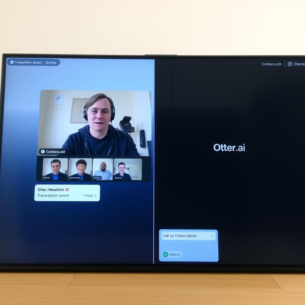 Otter.ai integration with Zoom showing live transcription during a video call