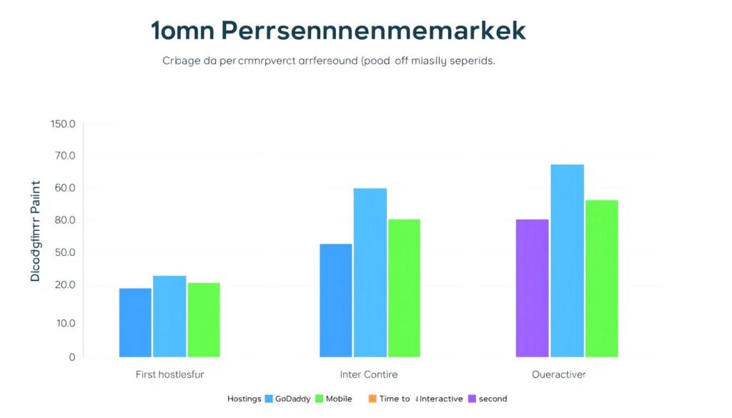 Performance benchmark graph comparing loading speeds of Hostinger, GoDaddy, and Durable AI websites