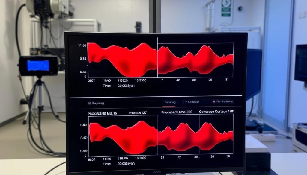 Performance testing setup showing the same script being processed across all three platforms