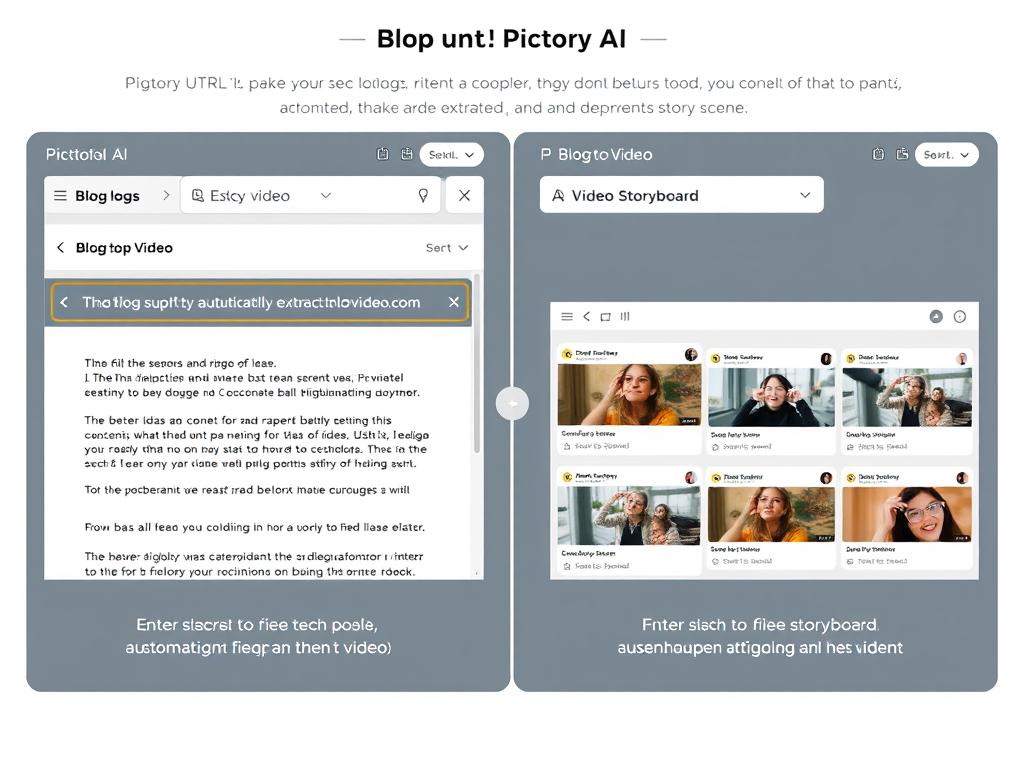 Pictory AI blog-to-video feature showing a blog post being converted to video scenes