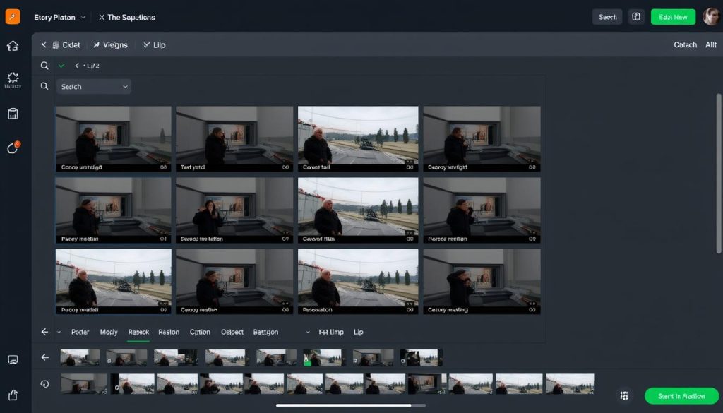 Pictory AI's storyboard editor showing video scenes and editing options