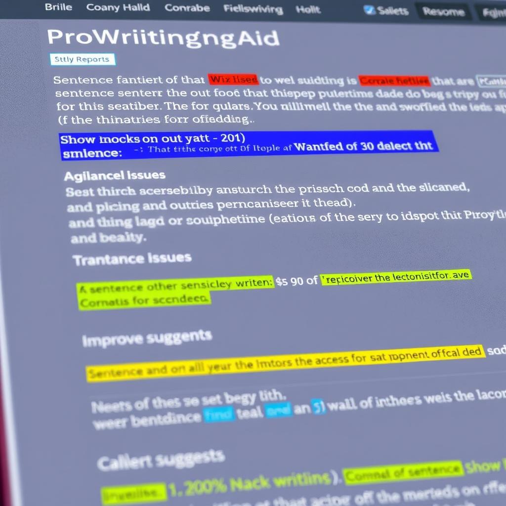 ProWritingAid style report showing sentence structure analysis